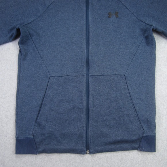 Under Armour Jacket Mens Medium Blue Full Zip Knit‎ Bomber Fitted - Picture 5 of 15